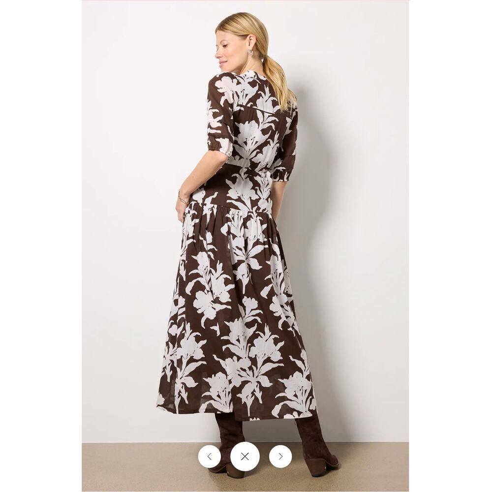 EMERSON FRY Evereve NWT Lucy Brown Floral Basque Dress // M - Picture 2 of 15